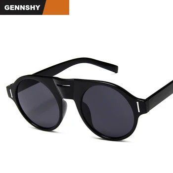 

2019 New Steampunk Sunglasses Men Europe And America Sunglasses Vintage Round Big Frame Eyewear Plastic Transparent Ocean Lenses