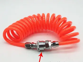 

10mm*6.5mm*6m Pneumatic PU Sprial hose tubing with 1/4 quick coupler