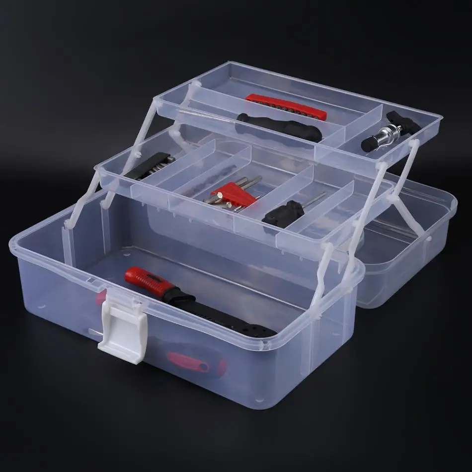 Skup 3 warstwy plastikowy pojemnik do przevhowywania przenośne składane narzędzia organizator Box uniwersalne koraliki do biżuterii schowek pudełko z uchwytem