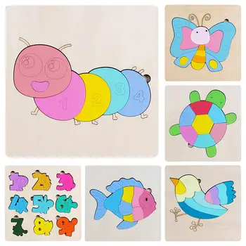 

Children Wooden Puzzle Toy Kids Early Education Cartoon Wooden Puzzle 3d Puzzle Intelligence Developmental Baby Training Toys