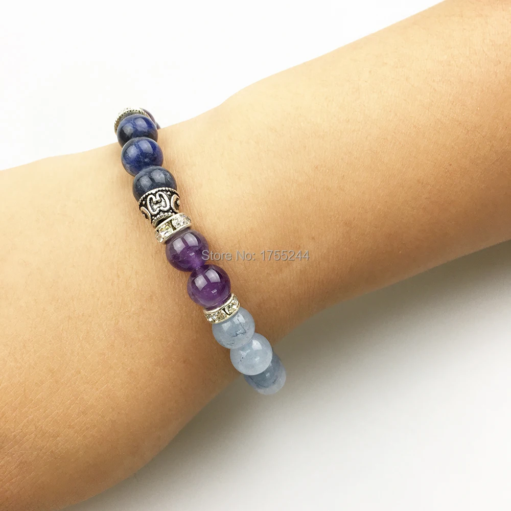 Sn1221 высокое качество Для женщин браслет синий камень Бразилии в синюю полоску браслет Мода Дизайн Йога браслет