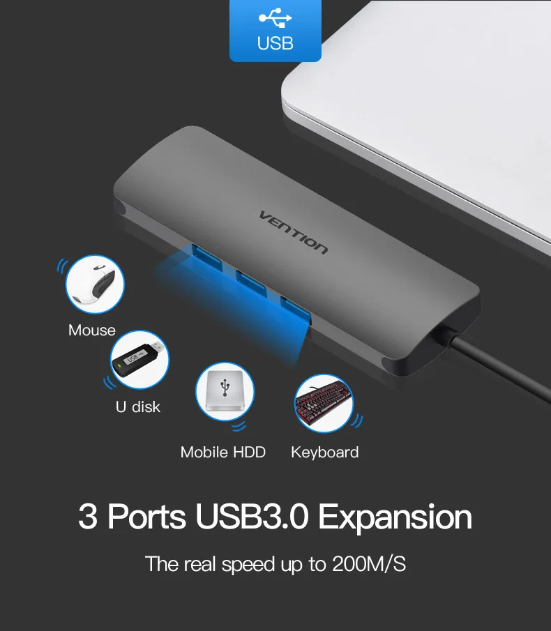 VEnTIO usb-хаб все в одном USB-C к HDMI VGA кард-ридер RJ45 PD адаптер для MacBook samsung Galaxy S8 mate 10 type C концентратор USB 3,0