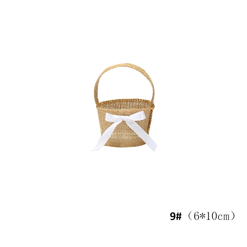 10 шт. корзинка для конфет Свадебный принт льняная джутовая маленькая корзина подарочные сумки на шнурке мешки для конфет, свадебный набор с Лансом - Цвет: H