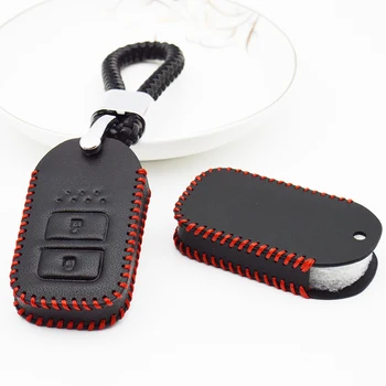 

Leather Car Key Cover with Keychain For Honda HRV HR-V Vezel For Jazz CrosstourCRV XRV Jed Pilot Accord Civic Fit Jade Freed