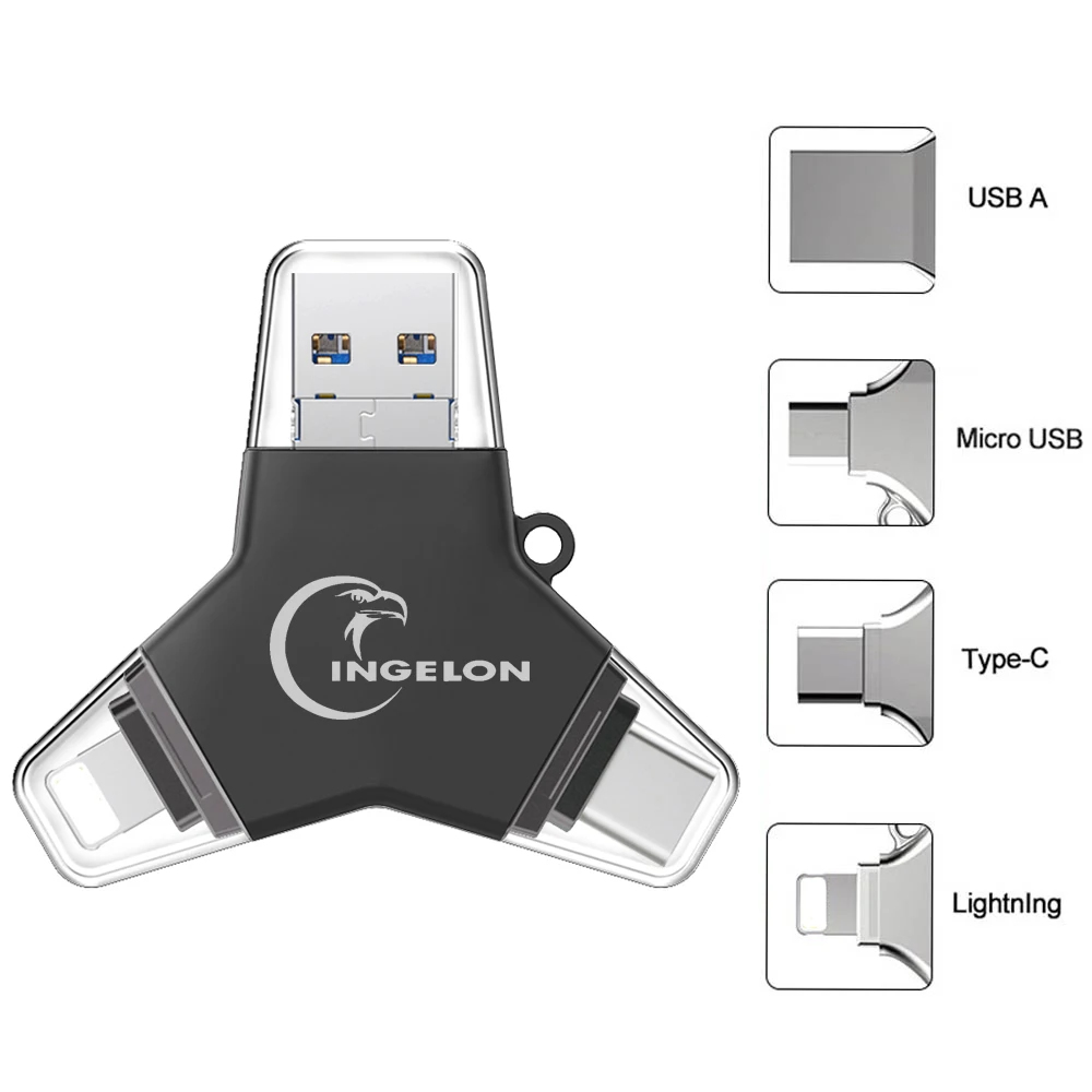 Ingelon USB 3,0 флэш-накопитель 32 Гб 64 Гб 128 ГБ Флешка usb c micro typeC Android Y Стиль зашифрованный USB флэш-накопитель для iphone