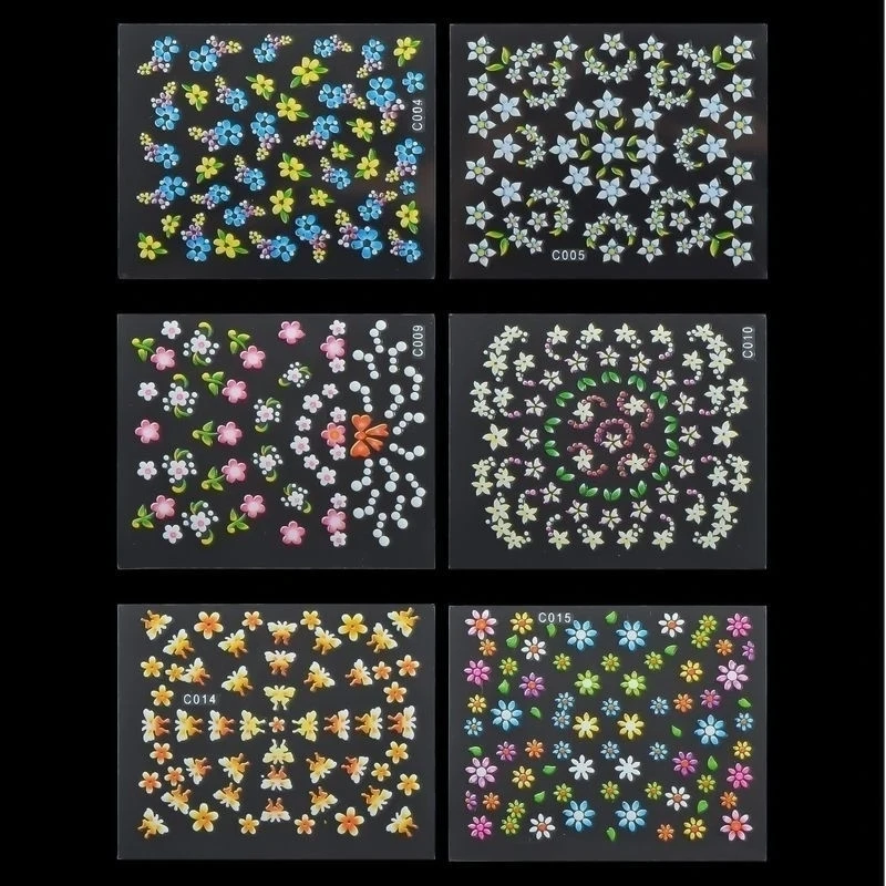 30 Sheets Nail Art 3D Stickers Flowers Design Manicure Tips Decal Decorations (5)