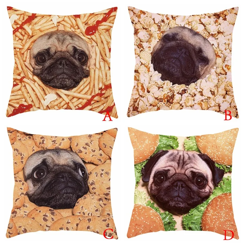1 PC Funny Puppy Dog Throw Pillow Covers Short Plush Polyester Square Pillowcases for Home