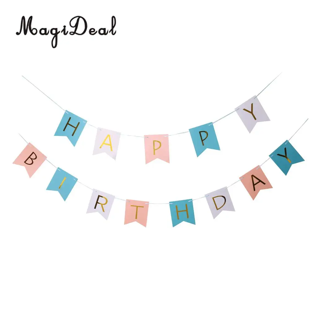 MagiDeal Happy Birthday Letters Pennant Bunting Banner Garland Sign Hanging Decoration Photo Prop