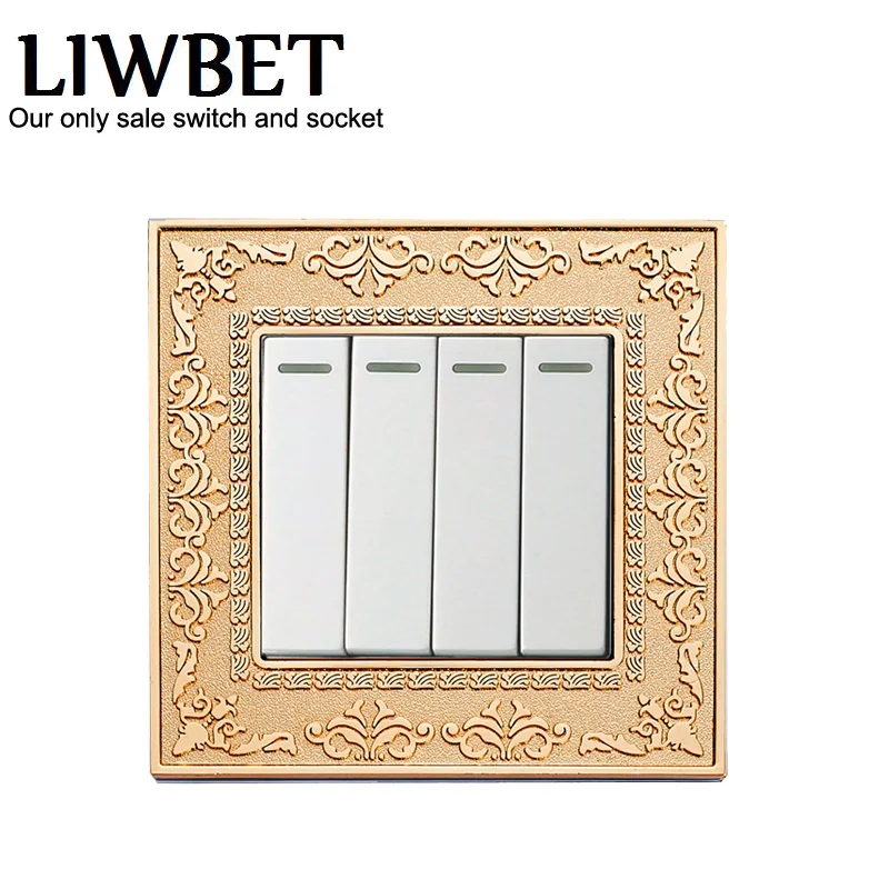 4 Gang 1 Way 2 Way Wall Switch Uk Standard Wall Switch And Gold Color Lamp Switch