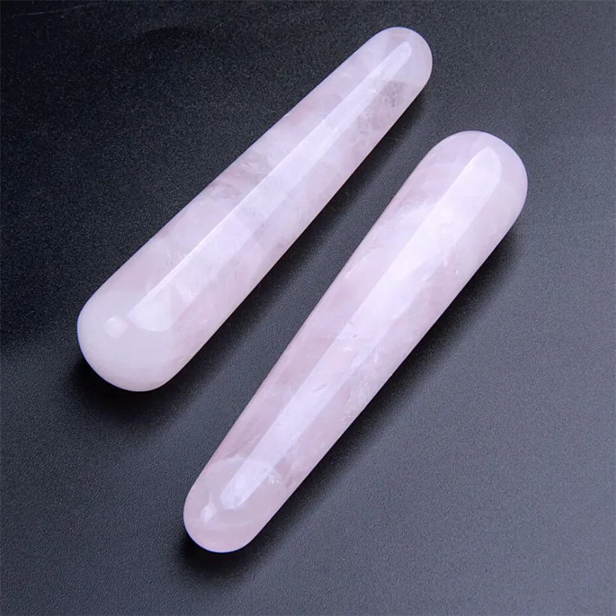 

1pcs Natural Rose Quartz Stone Healing Crystal Massage Wands Stick Anti Age Tool