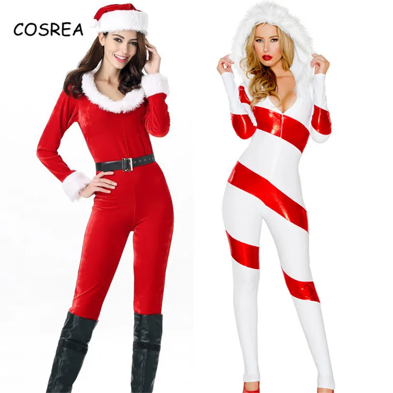 

Christmas Female Jumpsuit Hat Belt bodysuits one-piece Santa Claus Rompers Wear Women Clothing Elegant Winter Cosplay Costumes