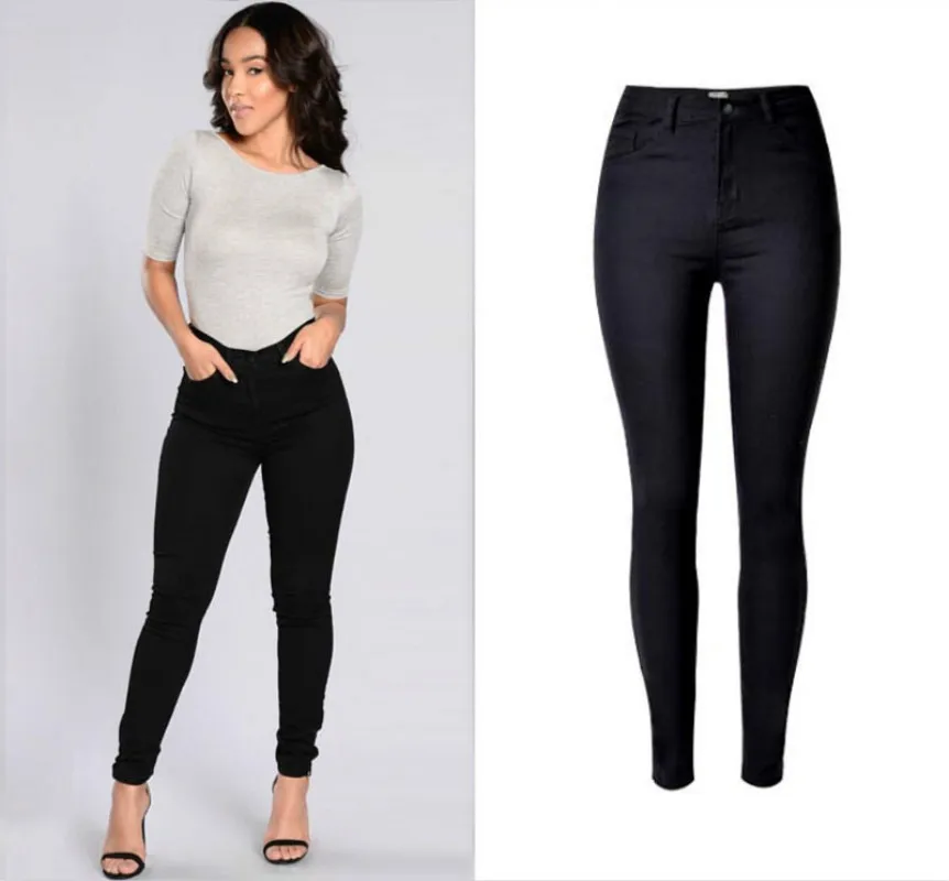 Черные джинсы с высокой талией, женские сексуальные хлопковые обтягивающие джинсы с эффектом пуш-ап, женские Pantalon с высокой талией, женские модные джинсы
