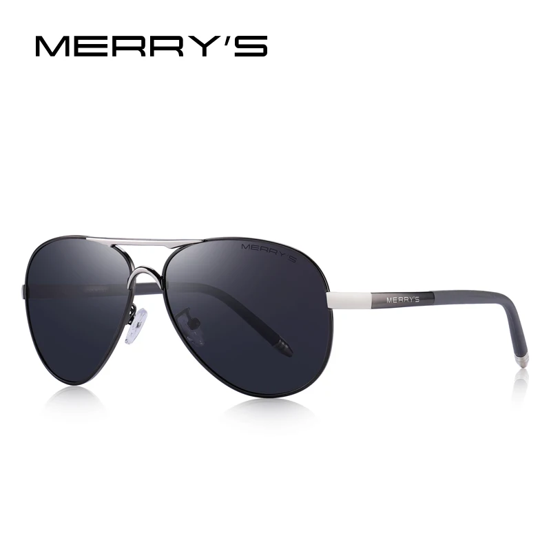 MERRYS, мужские классические солнцезащитные очки пилота, HD поляризованные алюминиевые очки для вождения, роскошные солнцезащитные очки, UV400 S8513 - Цвет линз: C02 Gray