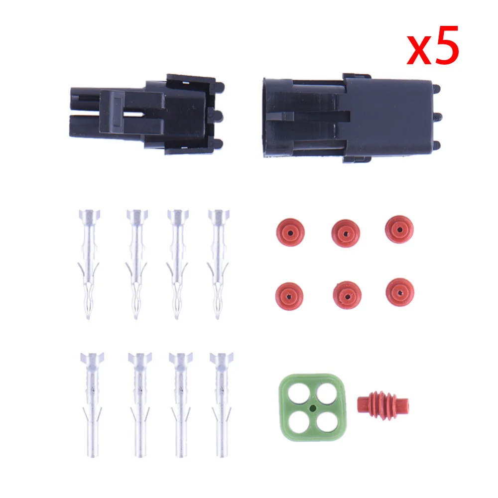 

5 Kits 2.5mm Terminals Heat Shrink 4Pin Way Waterproof Sealed Electrical Wire Connector For Car Plugs For Motorcyle Scooter