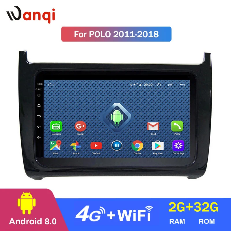Flash Deal Wanqi Android 8.0 2+32G  wifi and 4G 2.5D full touch screen For Volkswagen POLO sedan 2008-2018 car gps radio video dvd player 2