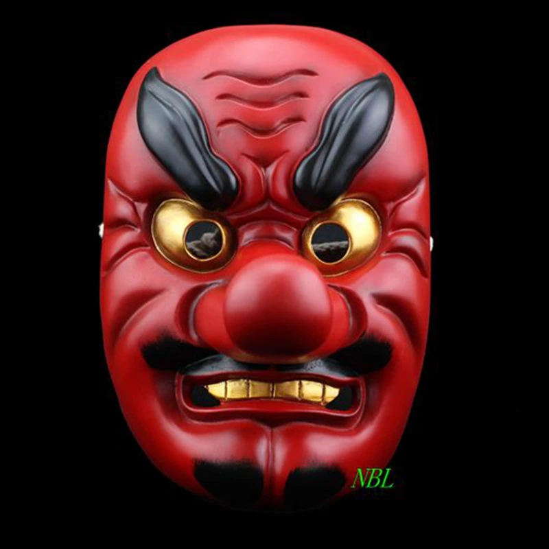 В виде Красной Тэнгу длинный нос маска Хэллоуин японская, Tokyo Ghoul Буддизм Noh собака ужасные драма самурая вечерние реквизит смолы маски - Цвет: Красный