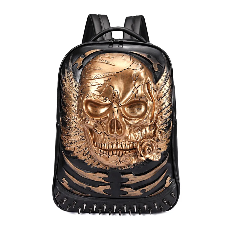 

2019 New Launched Vintage Punk Backpack for Women Men Unisex Fashion Casual Travel Double Shoulder Bag 3D Skull Rock Backpacks