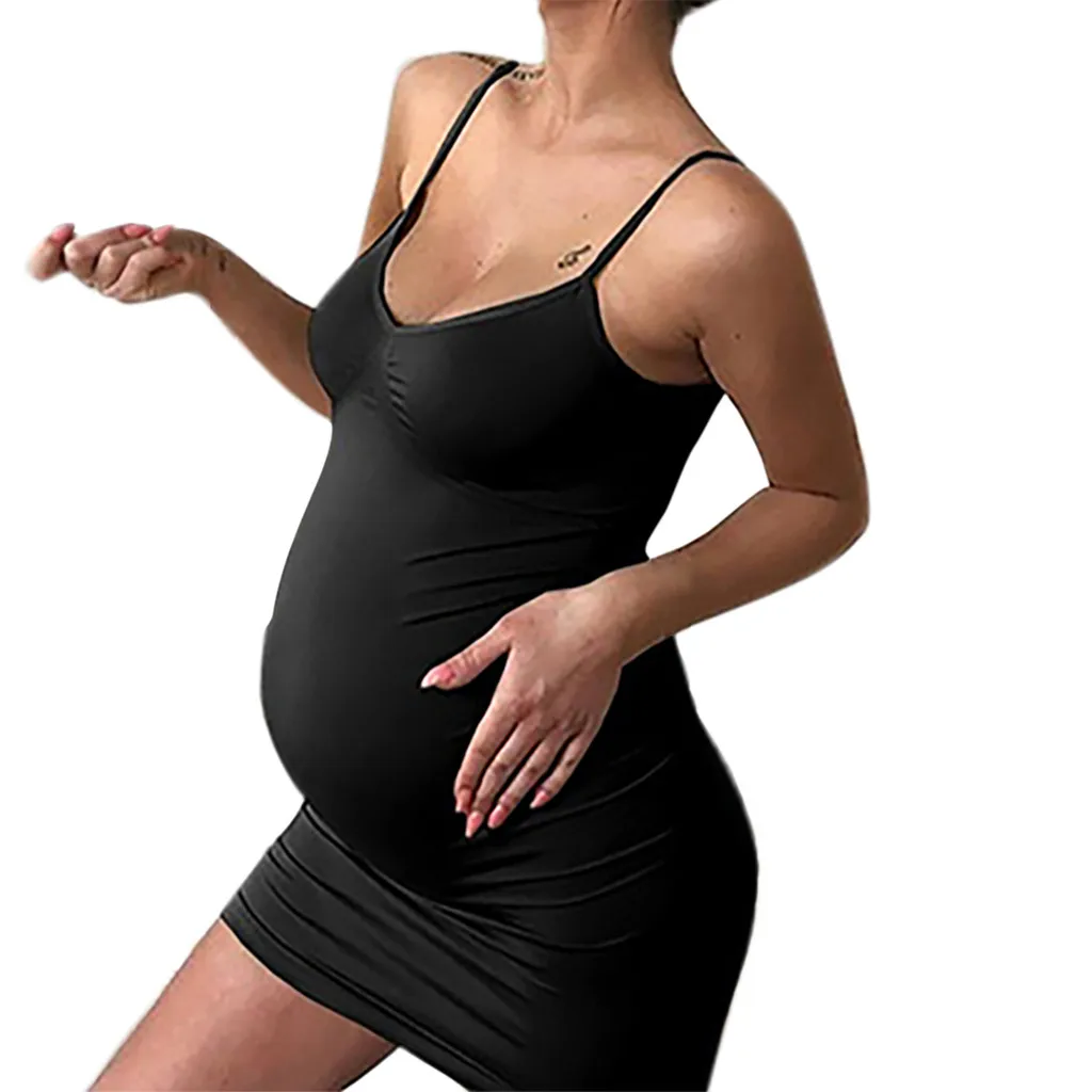 

Maternity dress Women V-neck Sleeveless dress Women Sexy sling Solid Maternity Pregnant Nursing Boho Mini Dress MM702