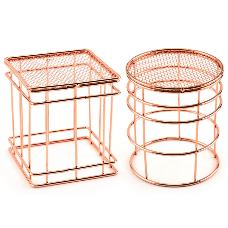 

Rose Gold Nordic Style Home Office Desk Toiletry Collection Metal Wire Storage Basket Cosmetic Organizer Holder Bathroom Shelf