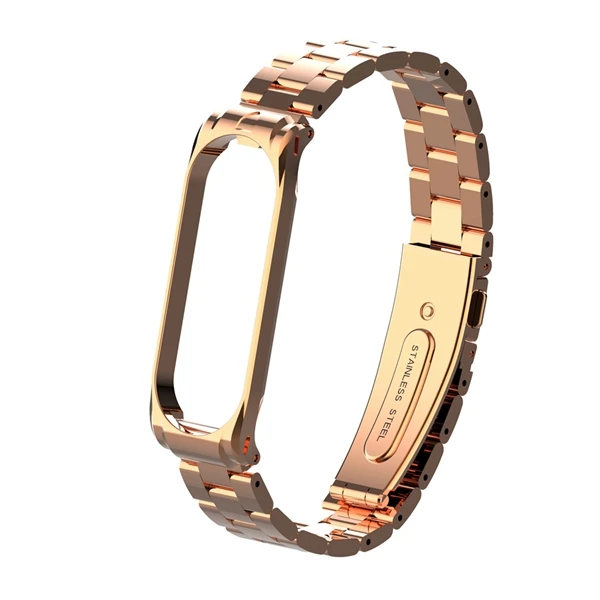 Metal strap for Xiaomi band 4 Smart bracelet Sport Stainless steel wrist strap For Mi band 4 Replacement Accessories Women Men - Цвет: Rose gold strap