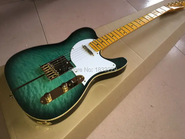 Cheap Custom Shop TL Electric Guitar Merle Haggard Signature Tuff Dog - Excellent Quality tiger maple neck SUPER RARE,Green color
