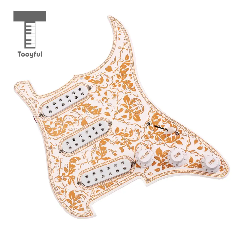 Tooyful 3-ply Loaded Prewired Pickguard SSS Pickup Guard Plate for Strat ST Guitar Replacement