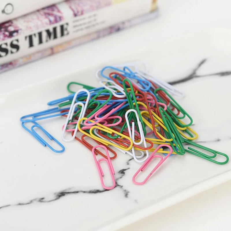 

50pcs Color Paper Clip Metal Plastic Material Mini Cute 28mm Paper Clip Children Learning Stationery School Office Supplies