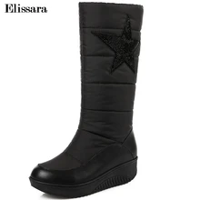 Для женщин зимние сапоги Сапоги и ботинки для девочек Обувь для Для женщин теплые сапоги до колена ботинки из натуральной кожи Женская обувь, большая размерная сетка 35-44 elissara