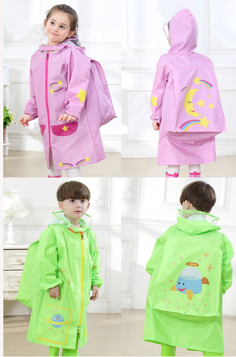 Модное непромокаемое пальто для малышей; непромокаемый костюм для детей; дождевик для учеников начальной школы; пончо; рюкзак; дождевик для детей