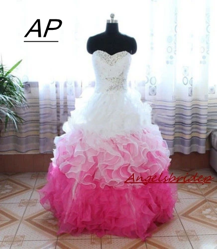 Привлекательные арабские Белые и розовые платья ANGELSBRIDEP для Quinceanera 15 лет