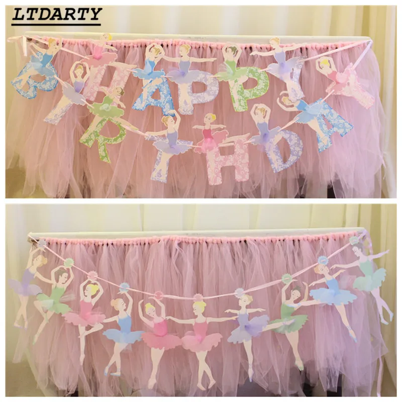 

1set Ballet Girl Garland Ballerina Girl Flags Bunting paper Banner Wall Baby Shower Decor Kids Birthday Party Decoration Supplie