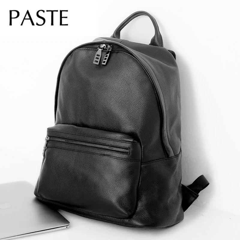 

Vintage Business 100% Genuine Leather Men's Backpack Black Large Notebook Travel Backpack Cowhide Man College Schoolbag