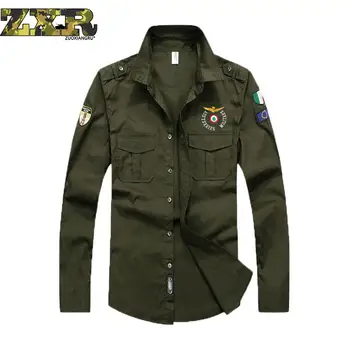 

New Tactical Bomber Air Force Shirts Men Clothes Long Sleeve Fashion Tactical Military Shirt Male Casual Social Shirt For Men