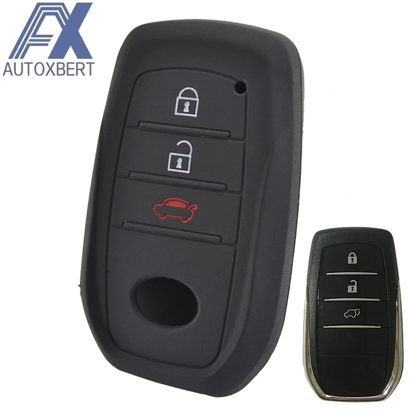 

AX Silicone Remote Key Case Fob Shell Cover For Toyota Hilux Fortuner Land Cruiser Camry Skin Holder 3 Button 2016 2017 2018
