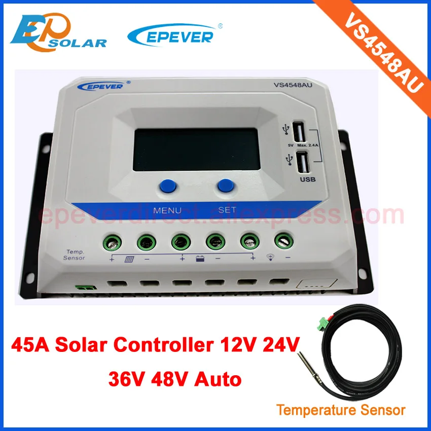 

45A VS4548AU built in lcd display PWM Solar battery charger+temperature sensor add USB output
