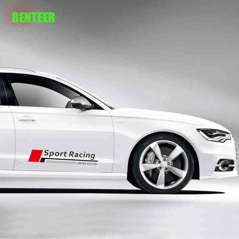 2 шт. автомобильные наклейки на двери для Audi A1 A3 A4 A6 A6L A7 A8 Q3 Q5 Q7 TT S RS3 RS4 RS5 RS6 RS7