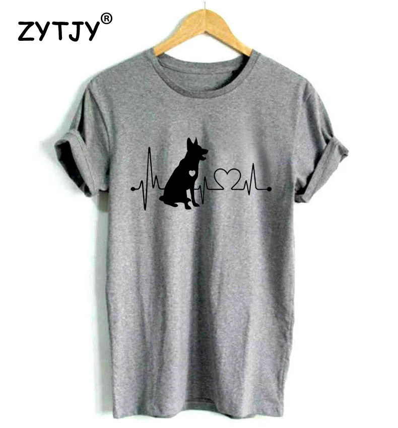 Vācu aitu suņa sirdsdarbības apdruka sieviešu T-krekls ikdienas smieklīgs krekls dāmu topam Tumblr Hipster Drop Ship NEW-77341_voghion.com