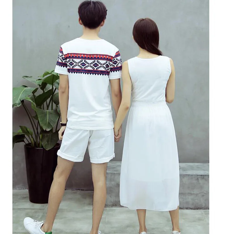 2018 Hot Selling Couples Clothes For Lovers Honeymoon Holiday Wear Casual T-Shirt Printed White Cute Matching Couple T Shirts