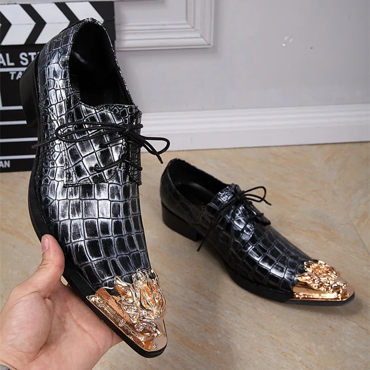 Formal Brogues Business Dress Shoes Wedding Fashion Men's Flats New Men Oxfords Shoes Pointed Toe Genuine Leather Men Shoes