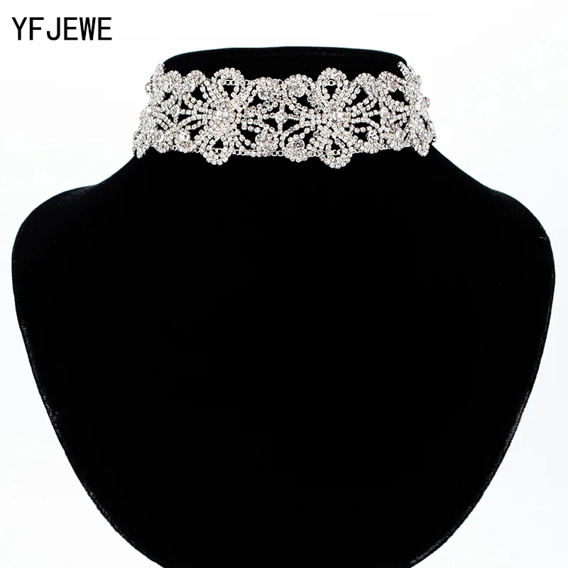 

YFJEWE Women Full Rhinestone Pendant Jewelry Collar Necklace 8 +T Logo Wedding Clavicle Necklaces Choker Necklace N375