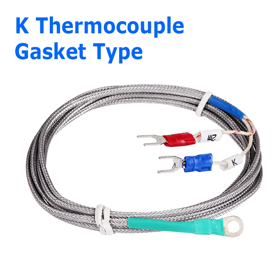 

5mm Hole Washer Gasket Type Probe Thermocouple K Temperature Sensor 2M Cable for Industrial Temperature Controller