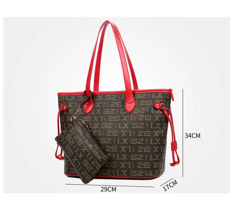 

Ladies'Brown Handbag Recreational Handbag Letter Printed High Capacity Ladies' Single Shoulder Bag Monogram Lady Big Red/Bend Co
