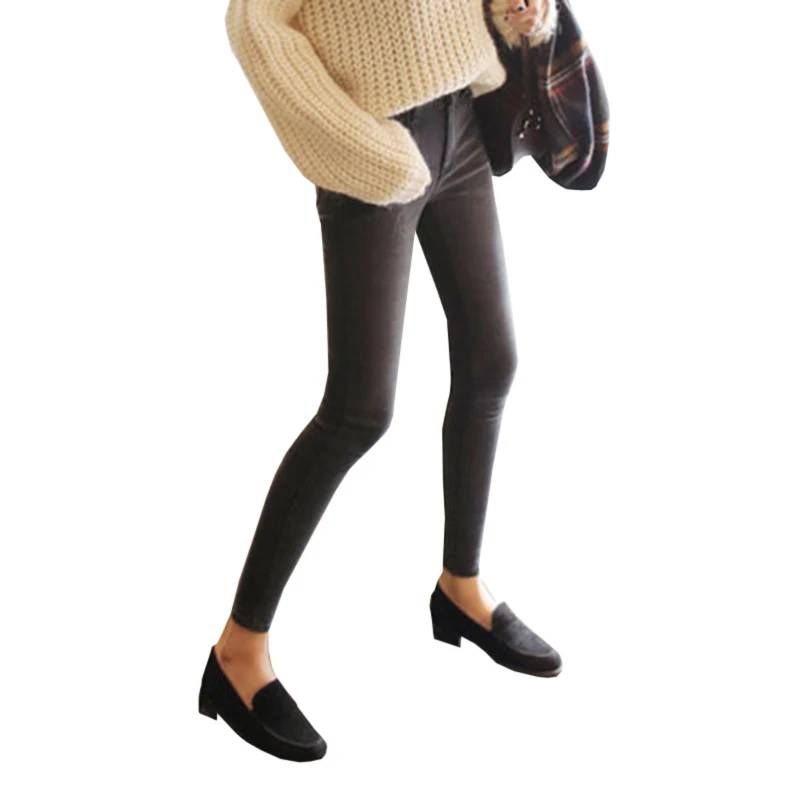 2018 Thin Waist Jeans Nine Korean Trousers Female Grey