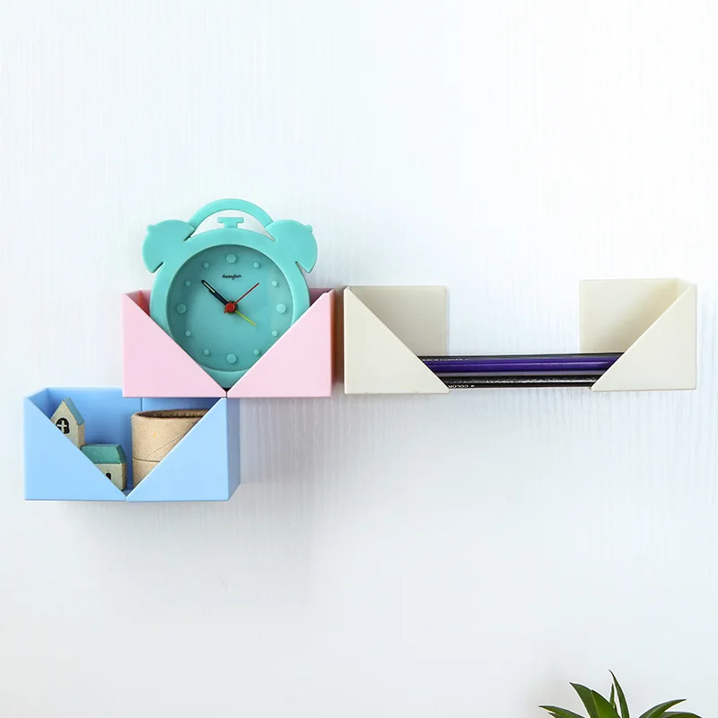 

4Pc DIY Paste Storage Racks Creative Multi-functional Combination Wall Hanging Bathroom Kitchen Shelf Sticker Assembly Holders