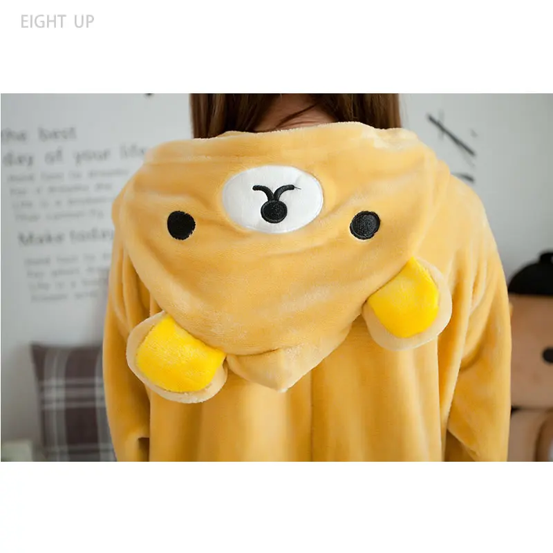 Фланелевая Пижама унисекс с медведем Rilakkuma Комбинезоны для взрослых мультяшная