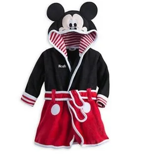 Children Pajamas Bathrobe baby boy  girl dressing gown flannel nightgown kids winter sleepwear hooded robe Cartoon Minnie tiger