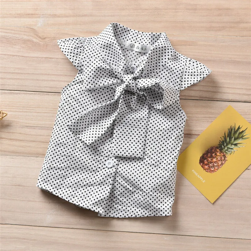 6M-5Y Toddler Infant Kid Baby Girl Clothes Polka Dot Bowknot Blouse Tops T-Shirt Suspender Pants Overalls Summer Outfit 2Pcs Set
