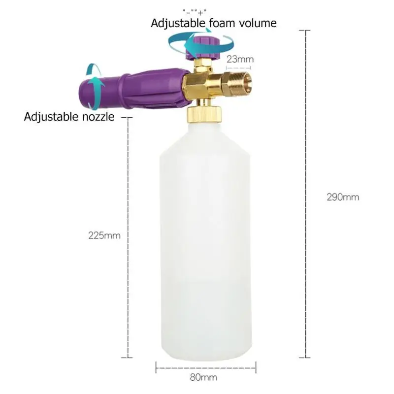 Пенная насадка для мытья автомобиля 1000 мл, пенообразователь высокого давления, Очиститель пены, пистолет для Karcher, Мойка под давлением, струйная стирка