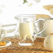 350 ml Transparenz Handgemachte Doppelte-schicht Kuh Milch Glastasse Becher Glas Hitzebeständige Home Office Kaffee Milch Tee becher Geschenk