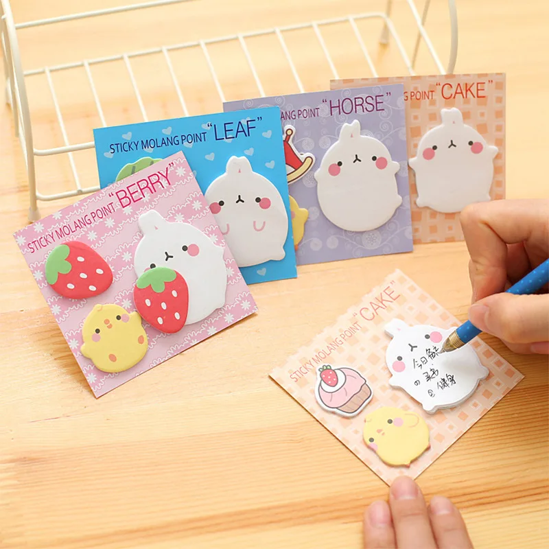 

80sets creative korean stationary kawaii rabbit sticky notepad cute memo sticker paper planner office decoration post to do it